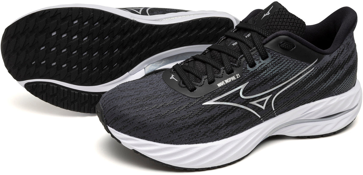 Mizuno Wave Inspire 21 WIDE FIT (D) Women's Running Shoes - Black - View 7
