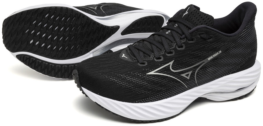 Mizuno Wave Rider 28 WIDE FIT (D) Women's Running Shoes - Black - View 8