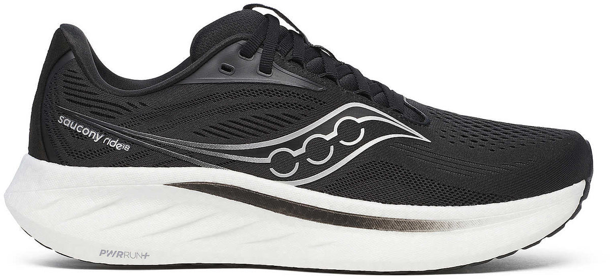 Saucony Ride 18 WIDE FIT Men's Running Shoes - Black - View 1